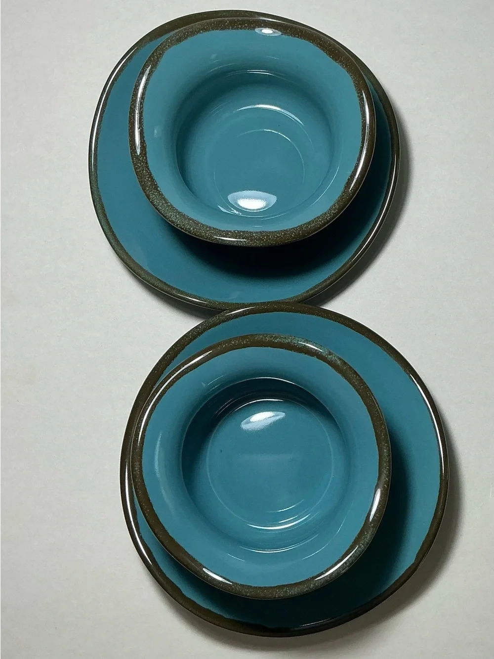 Southern Living At Home Tuscan Tidbit Bowls & Saucers Turquoise Blue Set of 2